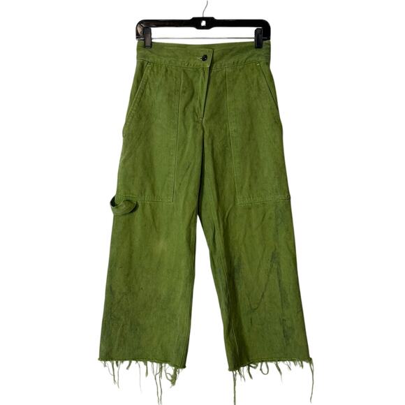 Assembly New York Crop Simple Green Wide Leg Pant Small - Picture 1 of 10